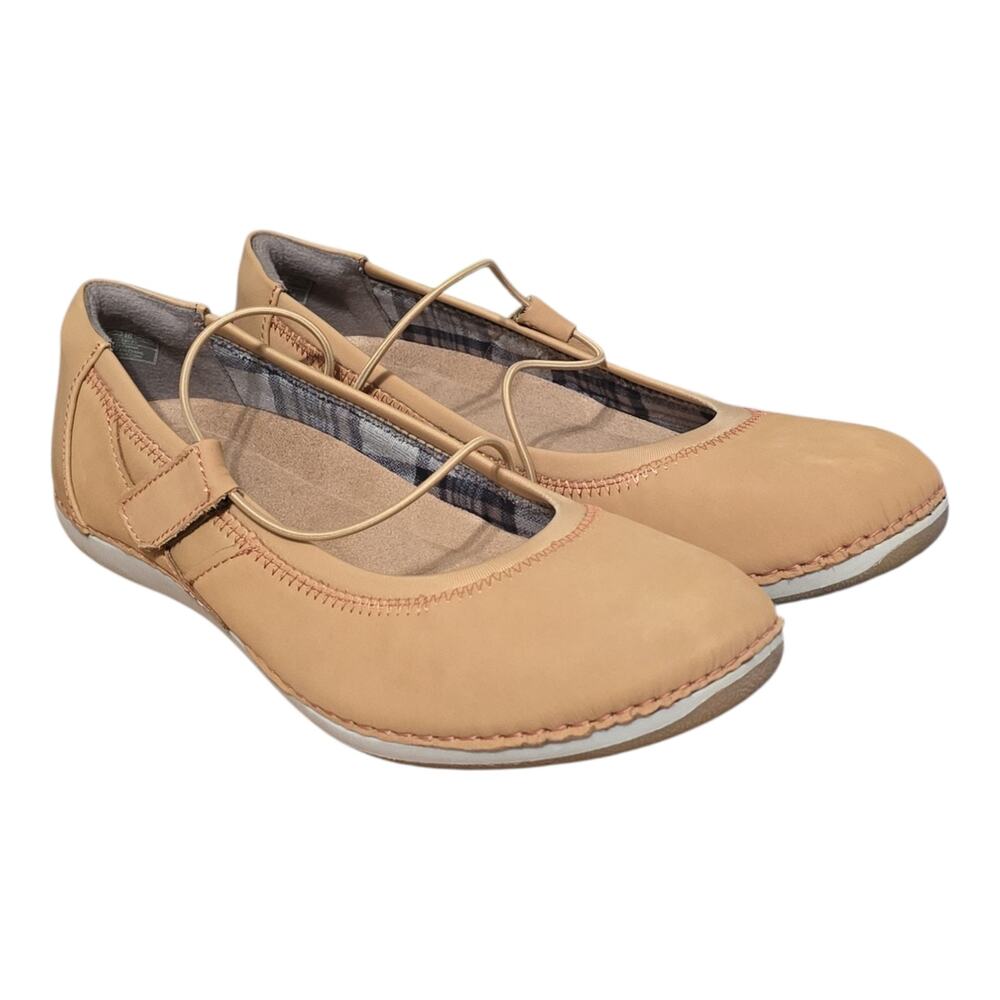 Earth Origins Patty Women's 10 Wide Tan Nubuck Bungee Mary Jane Flat Shoes NIB